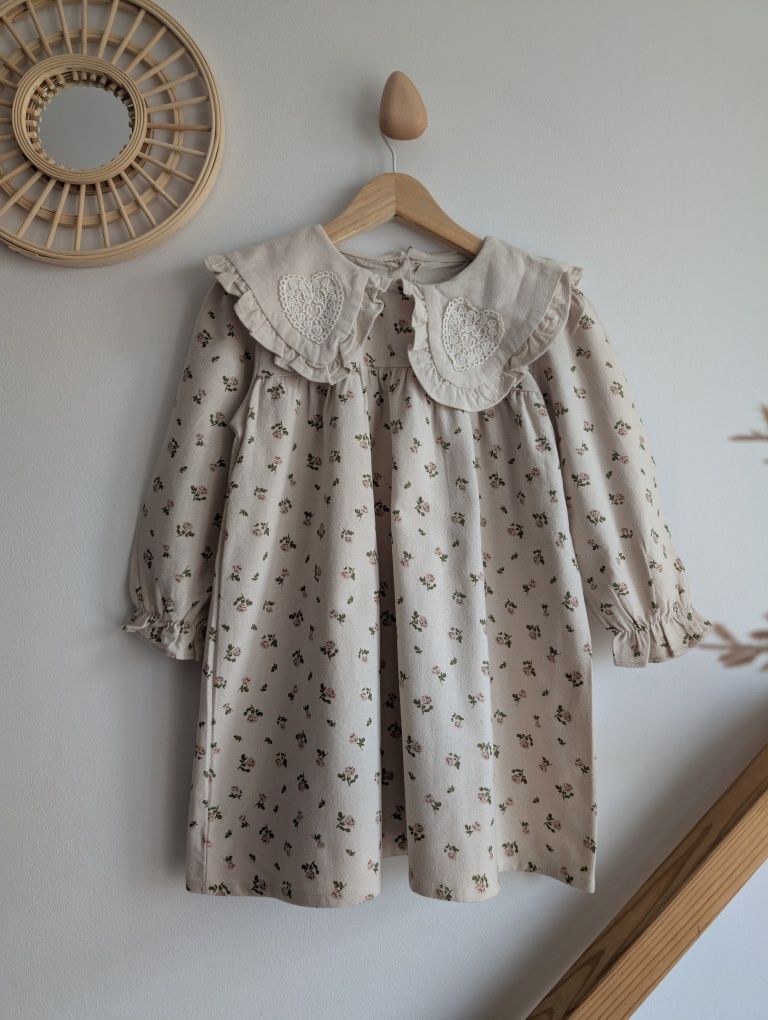 Piękna sukienka 110 vintage retro z kołnierzykiem urodziny sesja