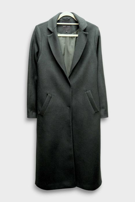 New Look płaszcz 36 blend ciemnozielony minimalist elegant scandi