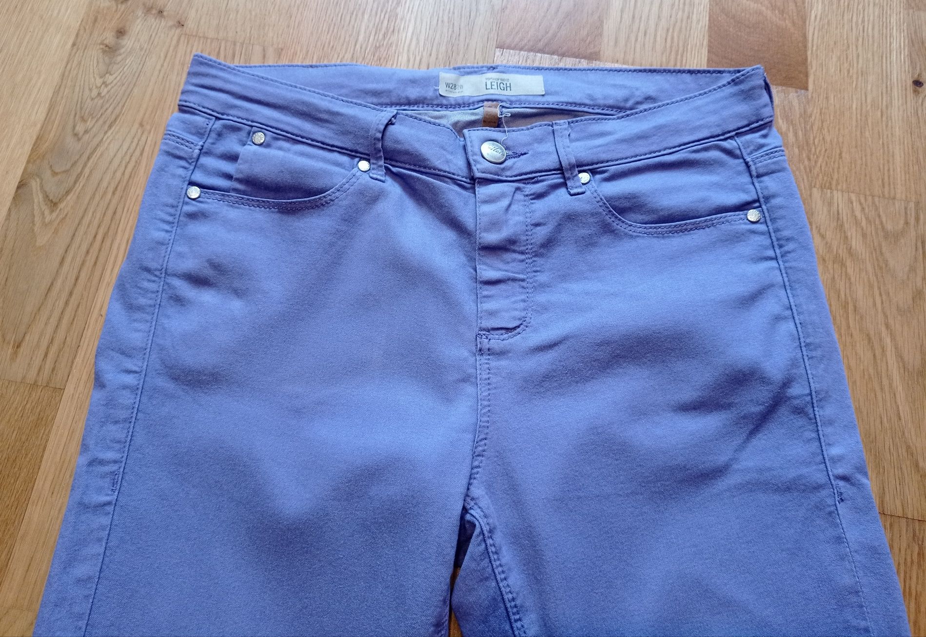 TopShop Moto fioletowe liliowe spodnie damskie, rurki, W28 L32