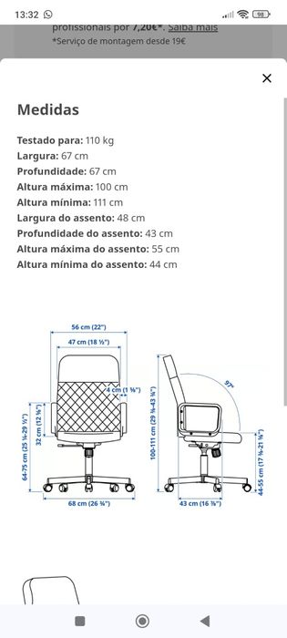 Cadeira de escritório com rodas