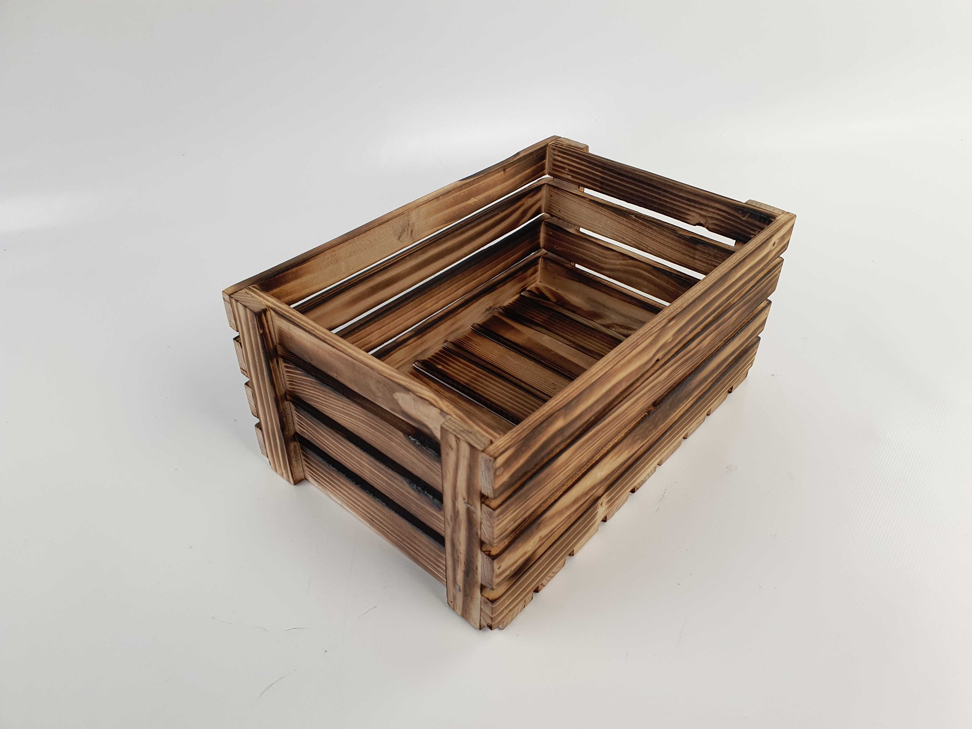 Skrzynka drewniana opalana PREMIUM półka dekoracyjna 30x20x13 rozm M