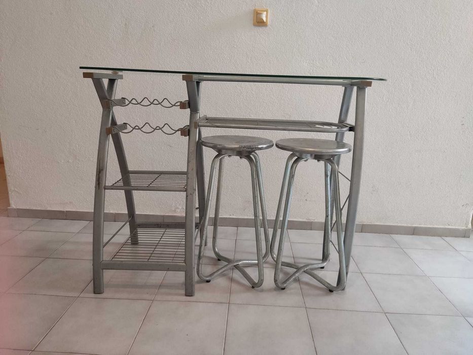 Dining Table and Two High Bar Stools64297750764673123