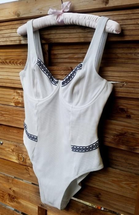 Białe body aztec chanel unikat boho dekolt Magistral L 40 vintage blog