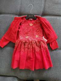 Rozpinany sweterek czerwony dla dziewcynki roz 98