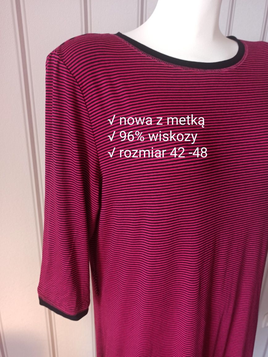 Luźna, prosta sukienka z wiskozy - nowa z metką