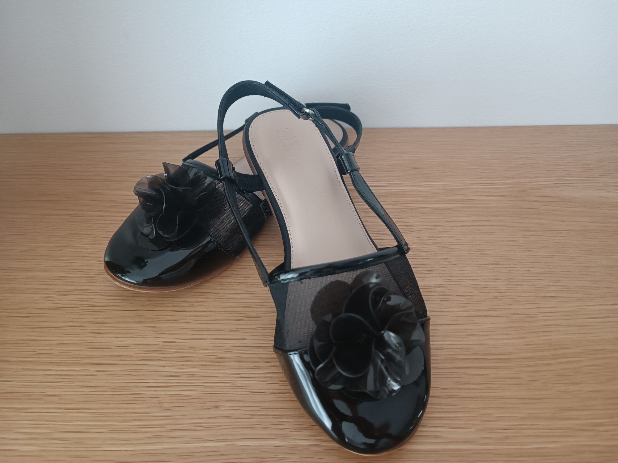 ZARA baleriny r. 36 czarne buty galowe lakierki j. Nowe