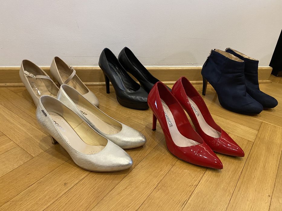 Bardzo wygodne czarne wysokie szpilki, skóra naturalna, polski produce