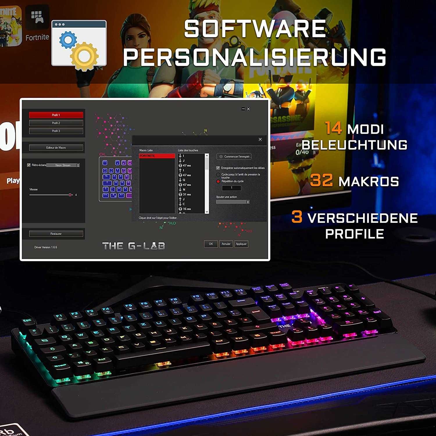 Klawiatura dla gracza  THE G-LAB Keyz Rubidium