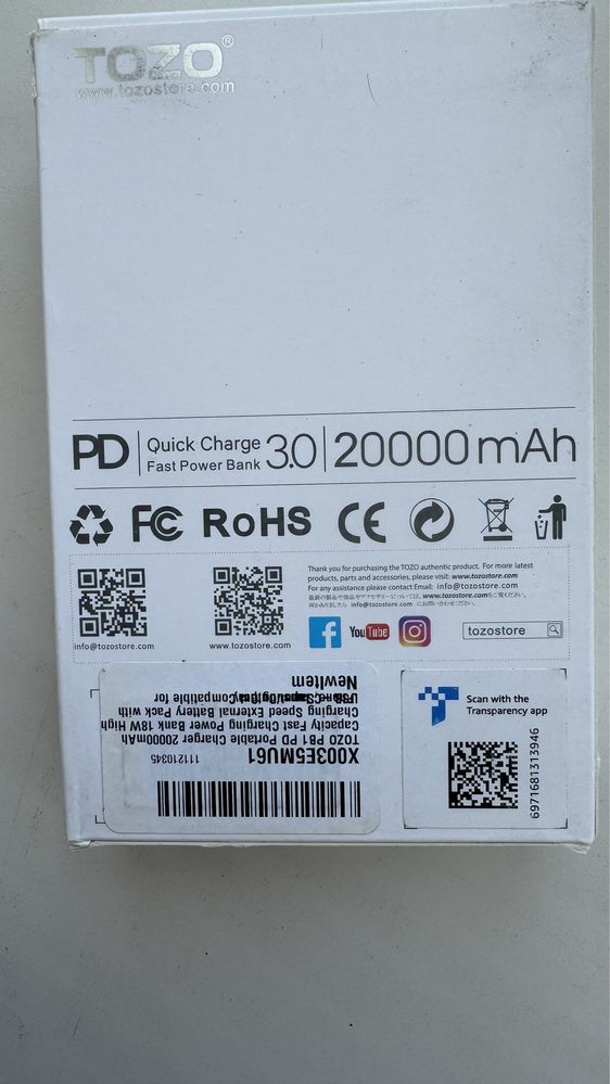 Продам павербанк 20000, QC,Fast pawer powerbank