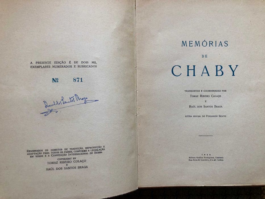 Memórias de Chaby - Numerado e Assinado pelo Autor