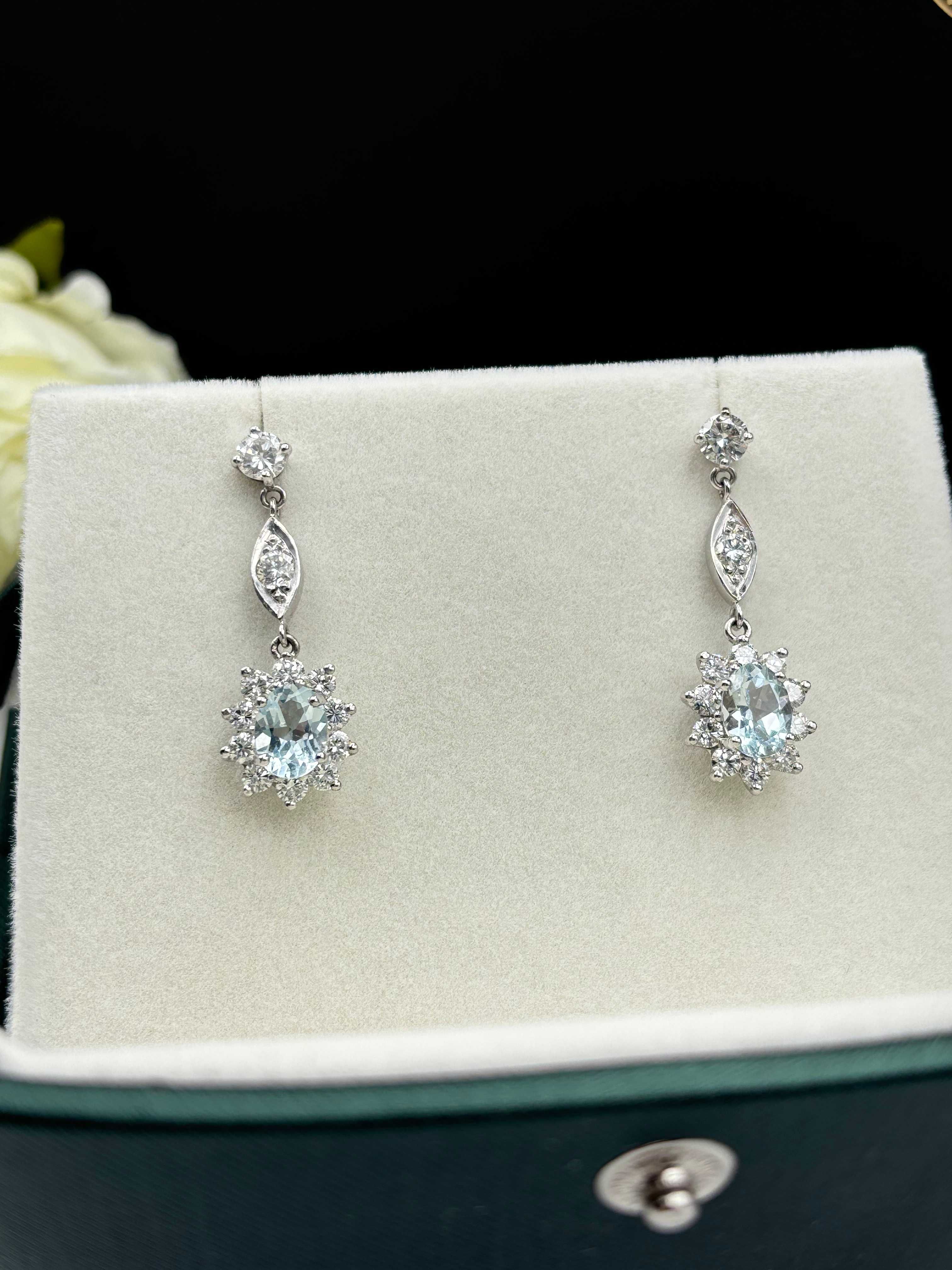 Kolczyki z brylantami 2,46ct i akwamaryny 2,25ct naturalne diamenty