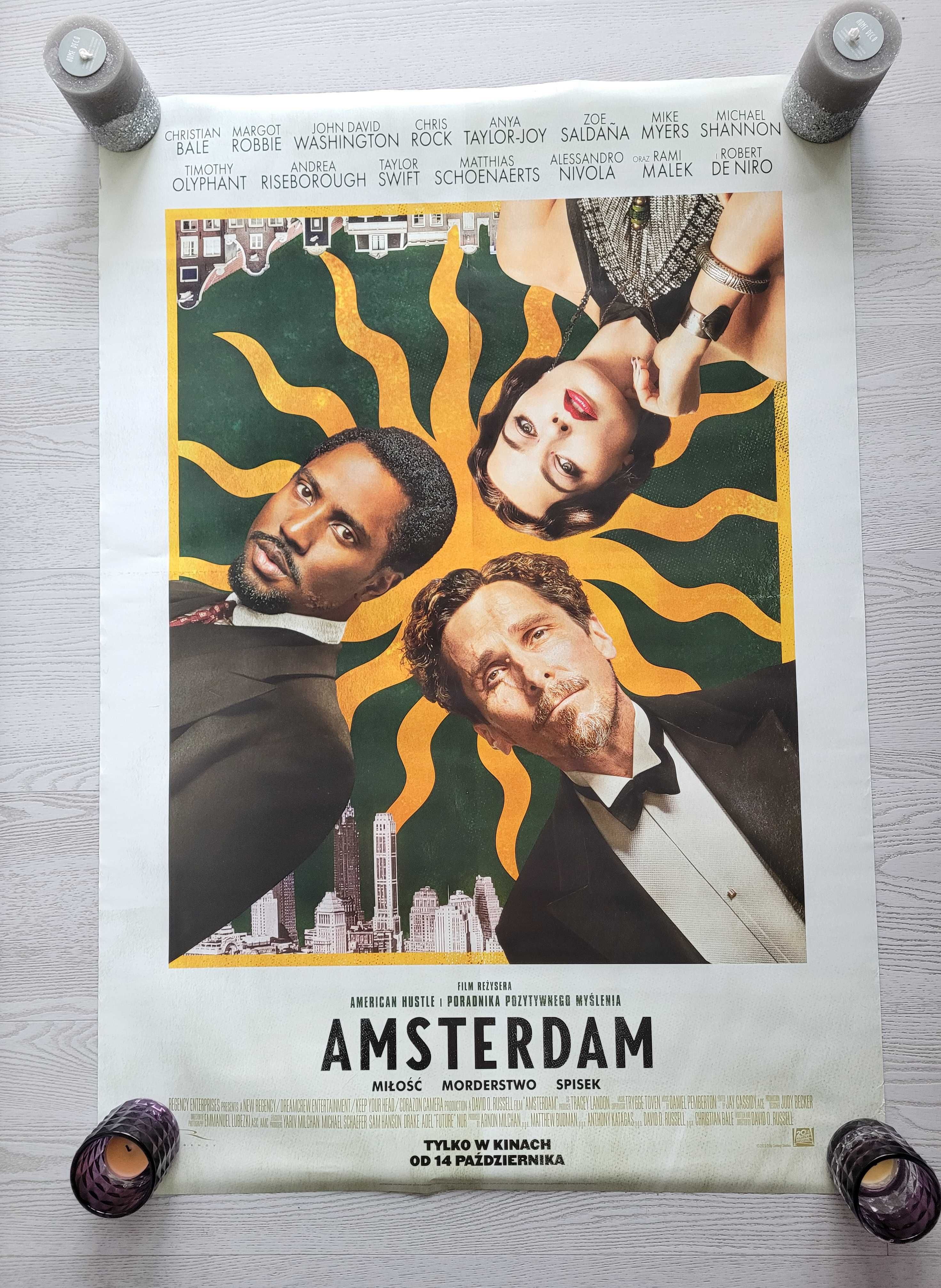 Plakat kinowy z filmu Amsterdam miłość morderstwo spisek Margot Robbie