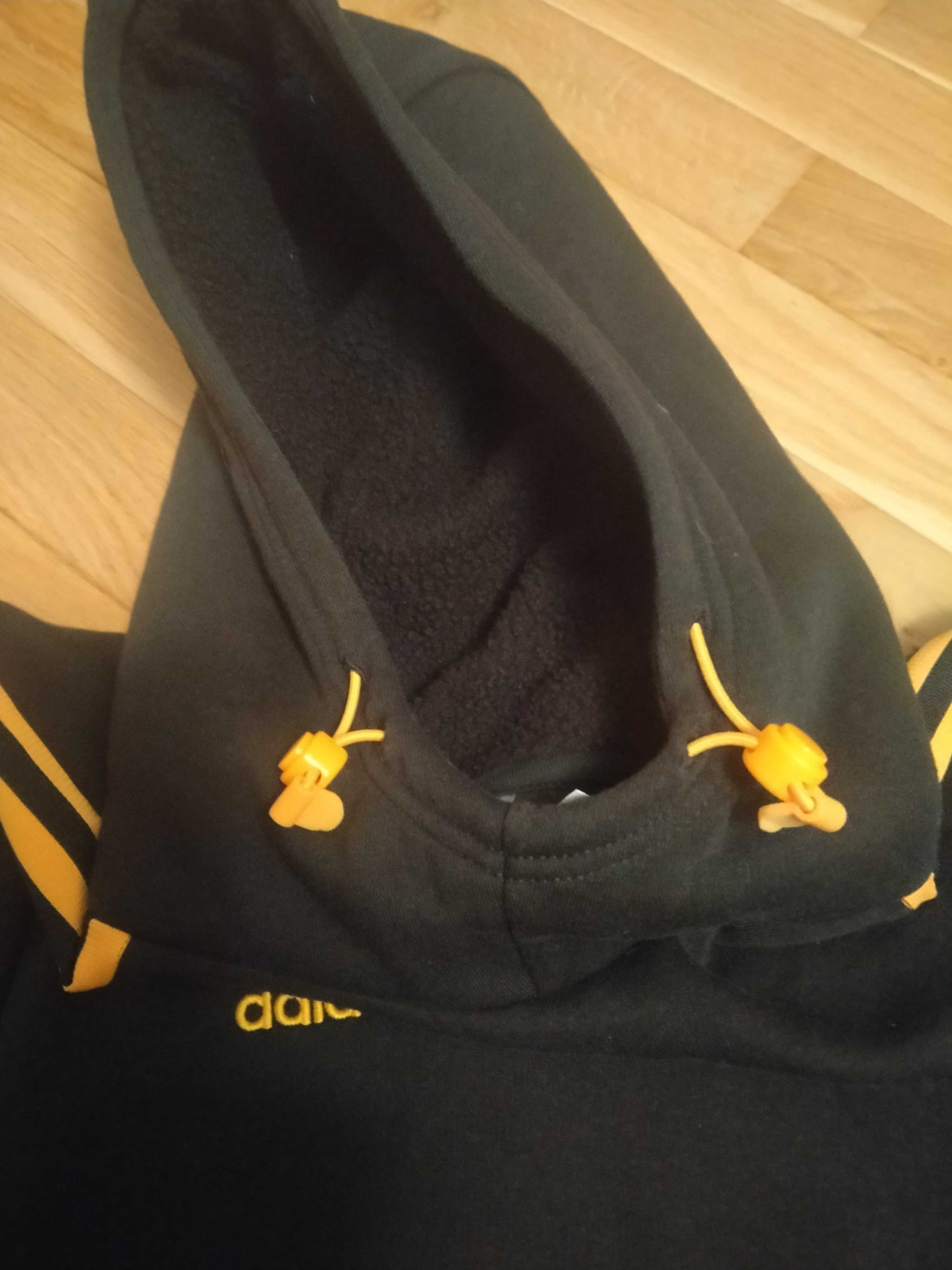 Damska bluza z kapturem, Adidas oryginalna, czarna kangurka, stan BDB