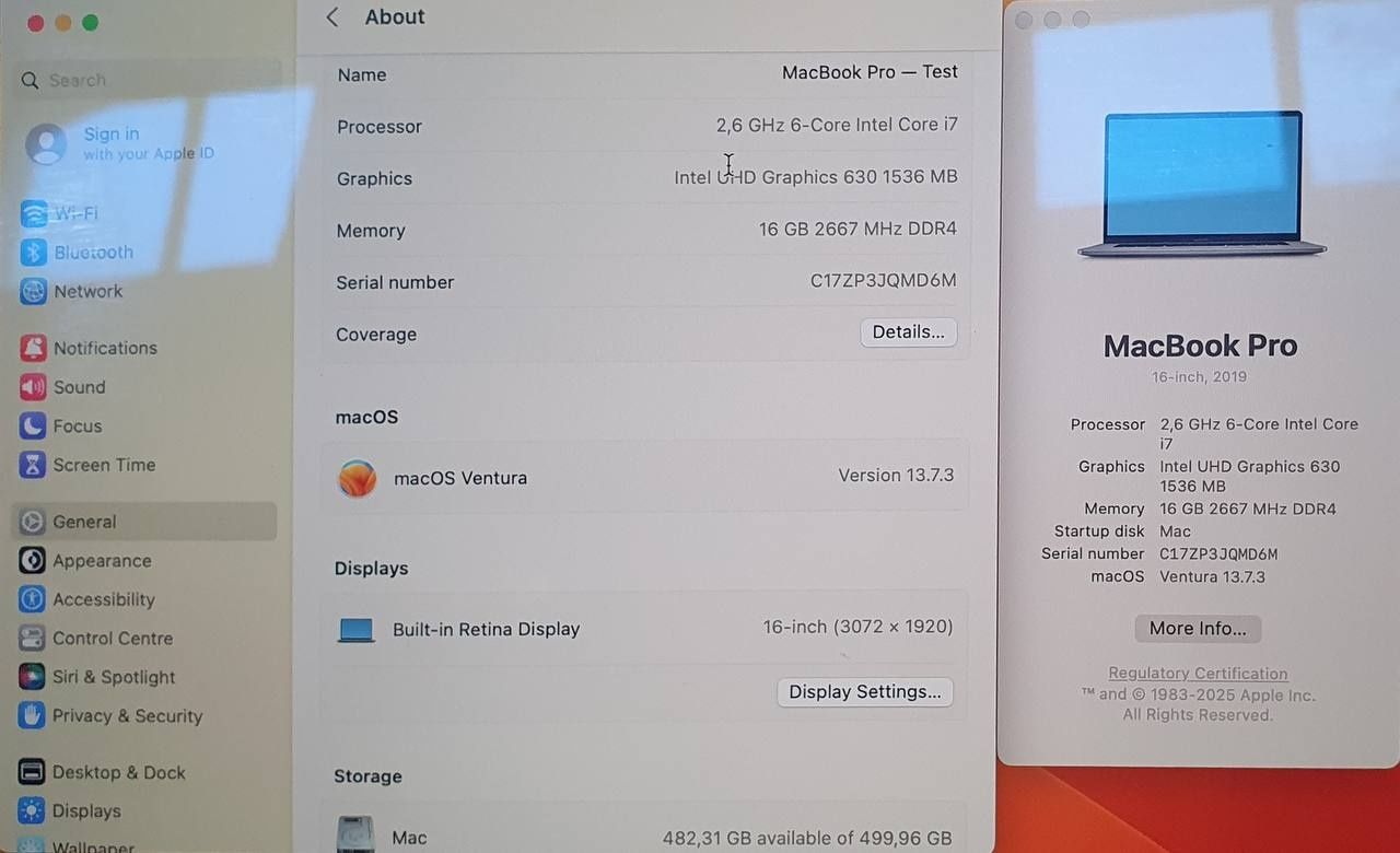MacBook Pro 16inch 2019 - i7/16GB/512GB