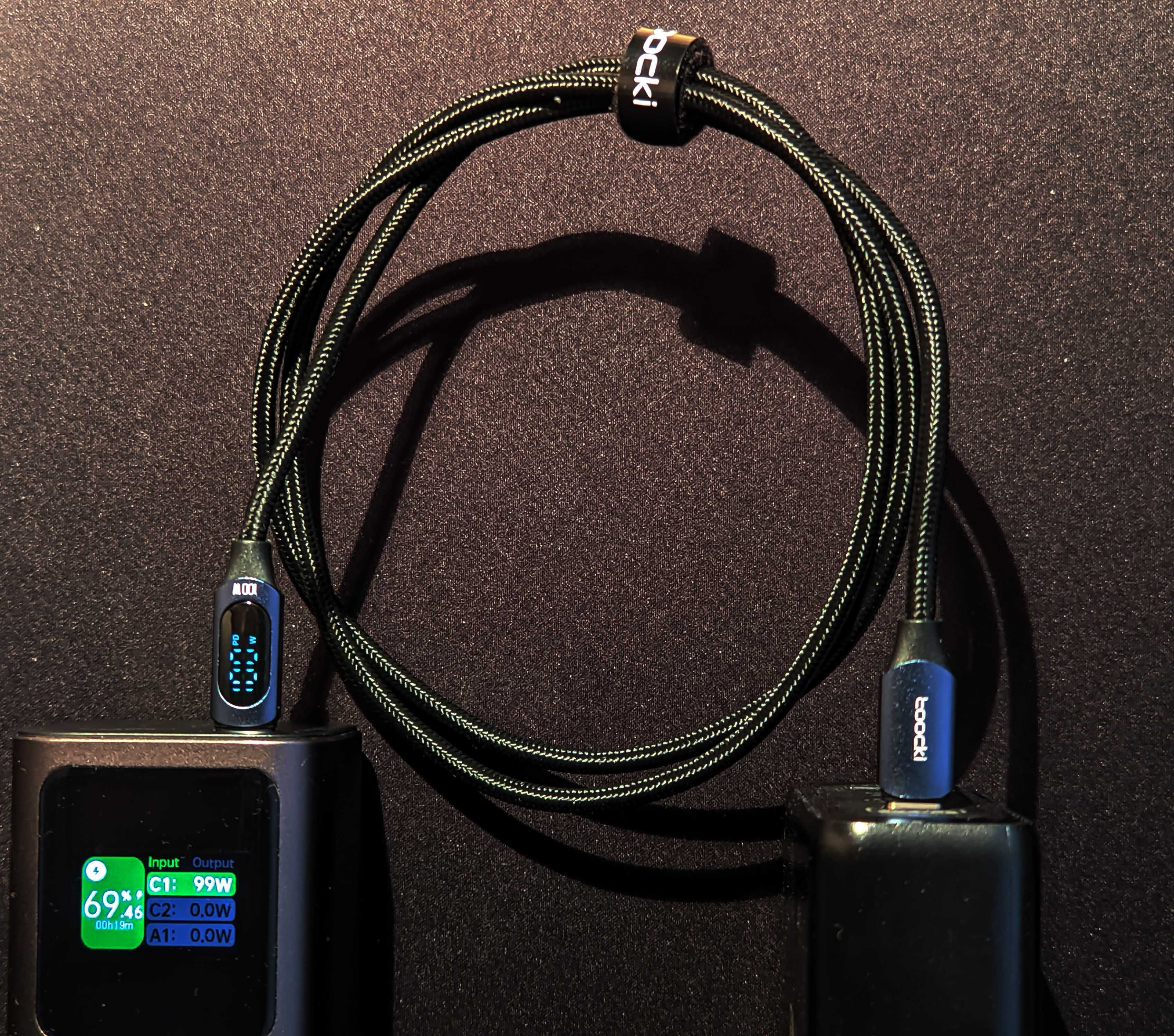 USB кабель TypeC на TypeC 100Вт 100W с цифровым дисплеем 1м