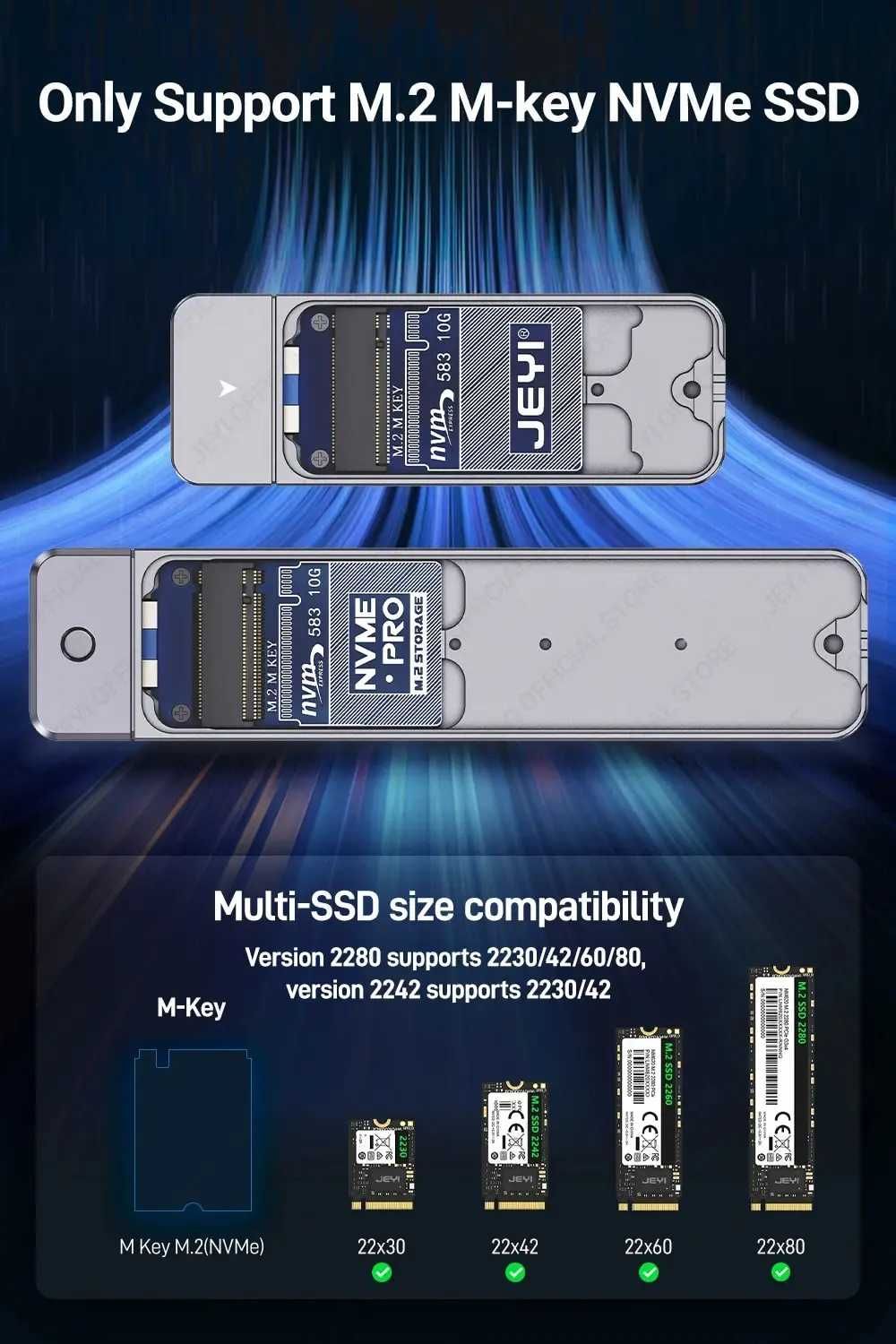 Внешний адаптер JEYI M.2 NVMe 2242 PCIe SSD to USB 3.2 карман