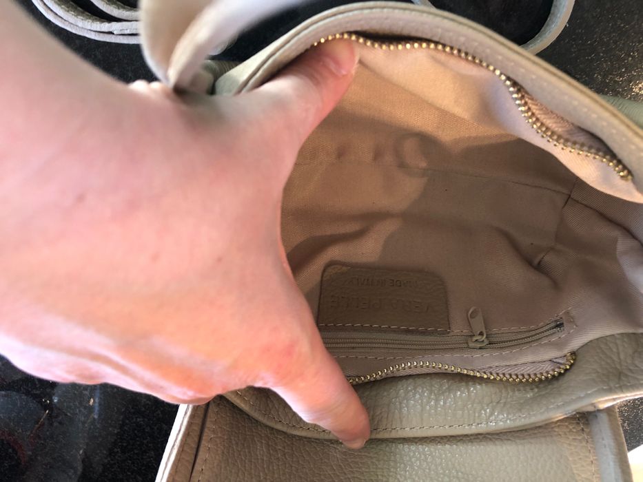 Torebka beżowa skóra naturalna mini kuferek nowa