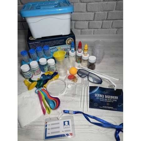 Набор химика 304C баночки с краской реактивы 7 мерных стаканов очки