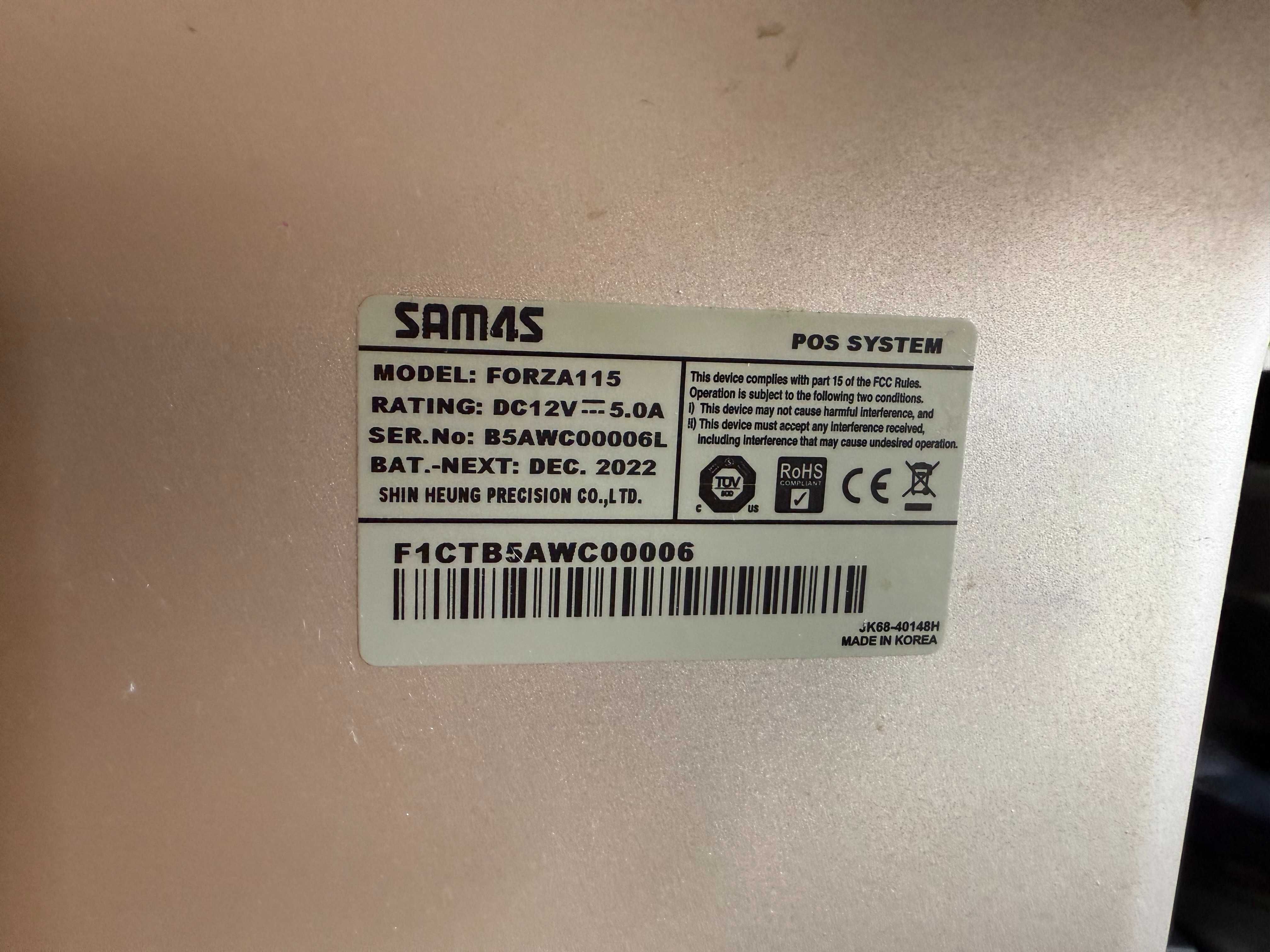 POS TERMINAL Sam4S Forza 115  - Intel J1900 4x2.43Ghz SSD 64GB