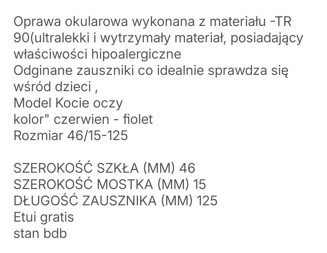 Moiss oprawki dla dziewczynki okulary 6-8 lat wyginane zauszniki