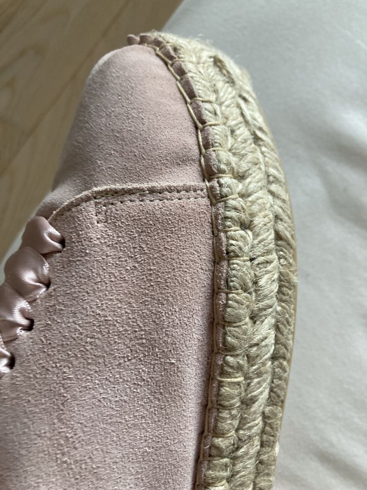 Eva Minge NOWE buty sznurowane espadryle rozm.37 pudrowy róż