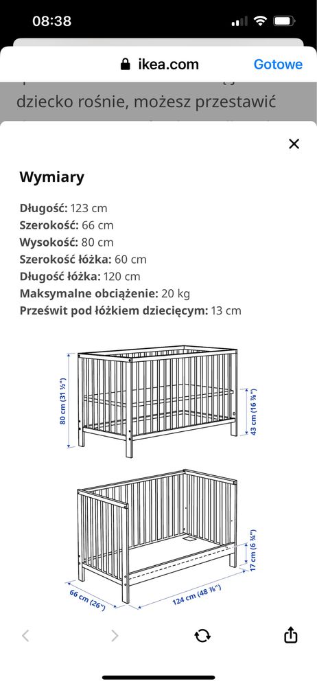 Łóżeczko Gulliver wraz z materacem