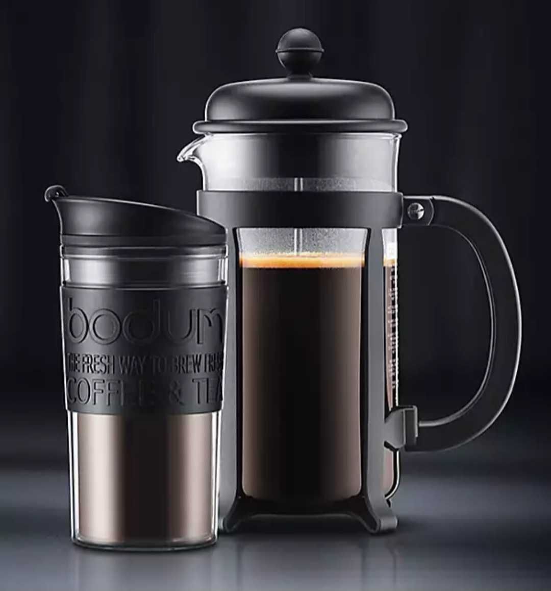 Bodum Zestaw Java Set, Zaparzacz do kawy French Press i Kubek podróżny