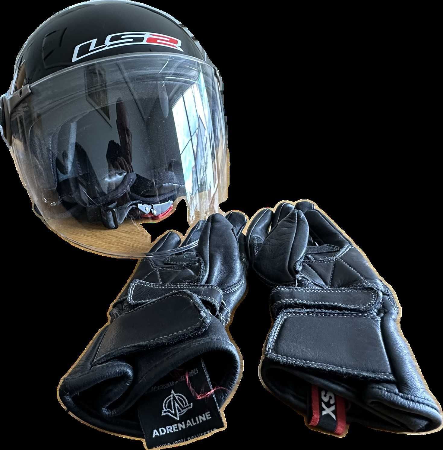 Kask motocyklowy dziecięcy LS2 rozmiar S480 + rękawiczki Adrenaline