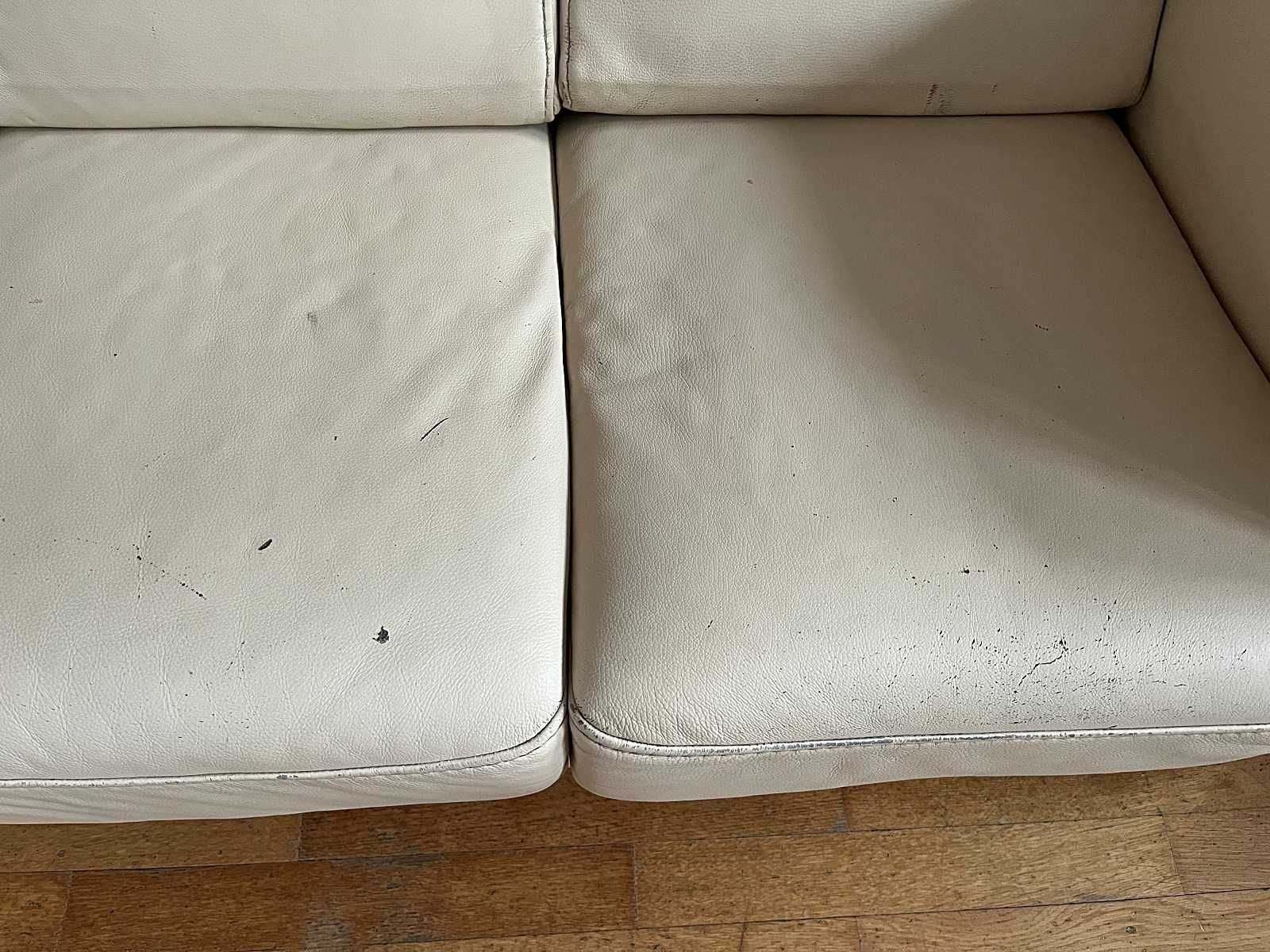 Sofa - Kler Etiuda skórzana z funkcją spania - kolor kość słoniowa