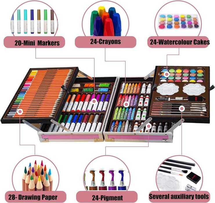 139 sztuk Zestaw artystyczny dla dzieci, do kolorowania malowania