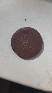 Старинная монета Елизавета 1757 г.