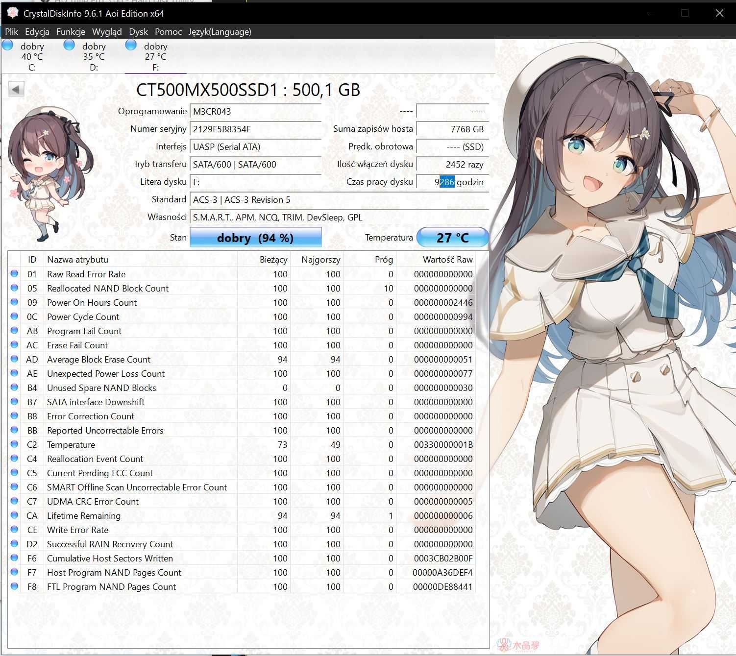 Dysk SSD Crucial MX500 500GB Gwarancja