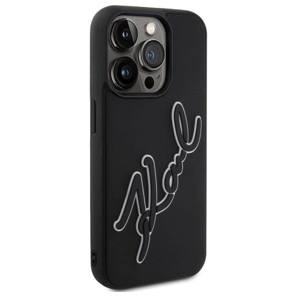 Etui Karl Lagerfeld 3D Rubber Signature na iPhone 15 Pro - czarne