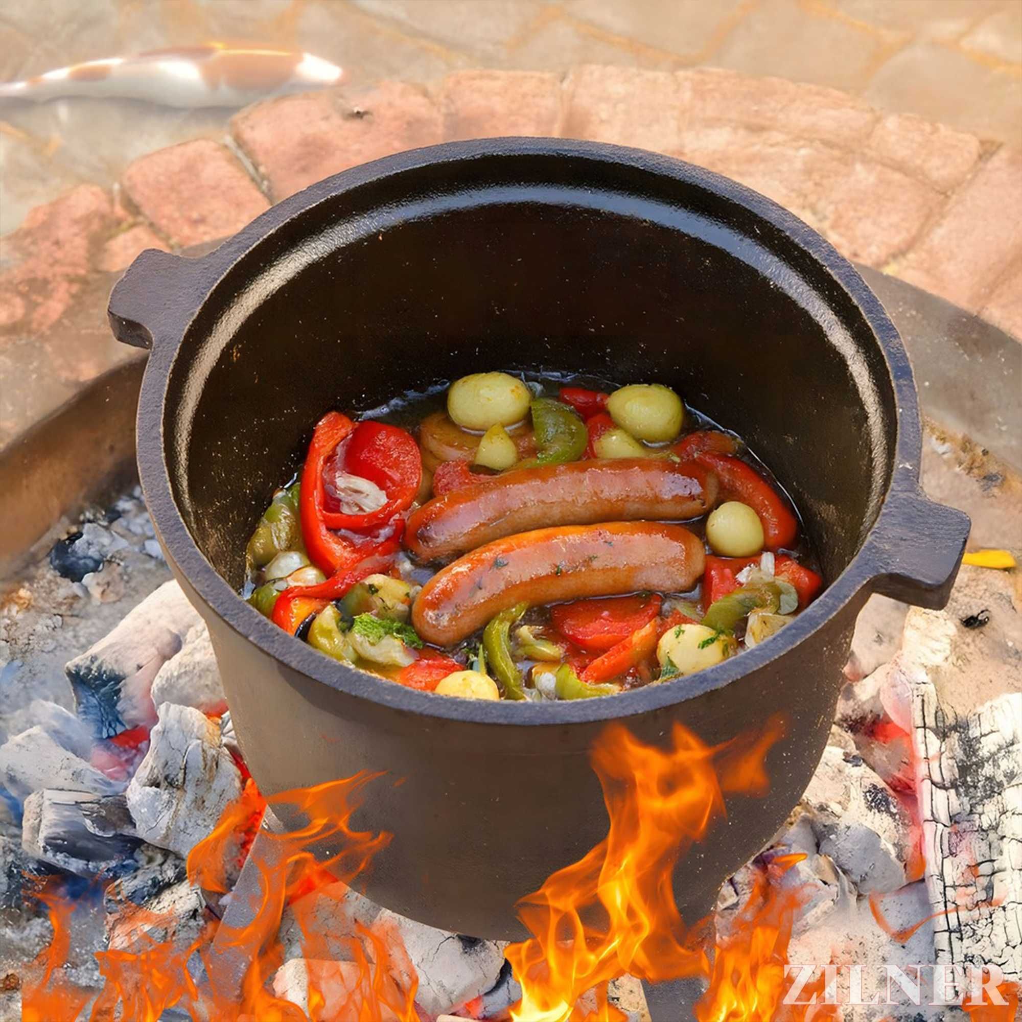 Kociołek żeliwny węgierski 5L Garnek na ognisko pieczonki z pokrywą