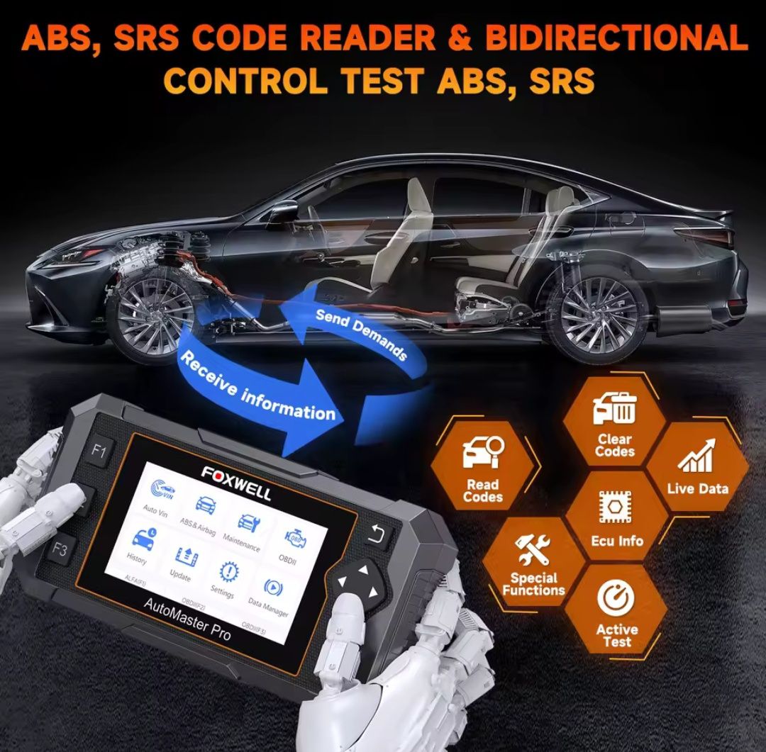 Máquina Diagnóstico FOXWELL NT650 PRO OBD2 ABS SRS e +26 Serviços NOVO