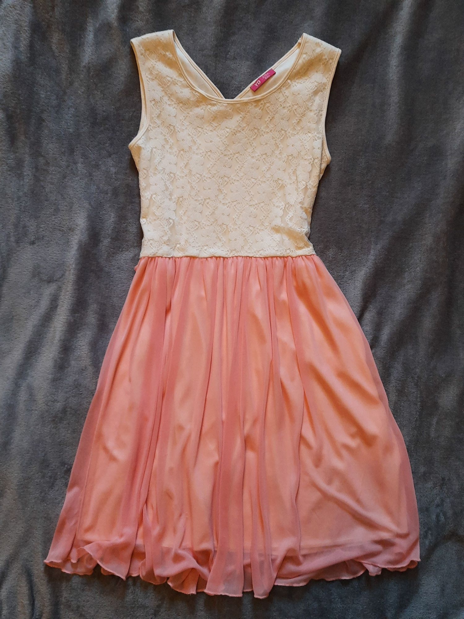 Lekka koronkowa sukienka midi summer vintage r.XXS 32