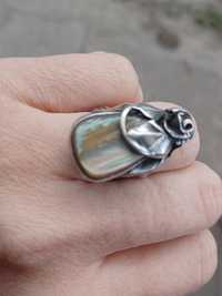 Masywny pierścionek srebro I muszla