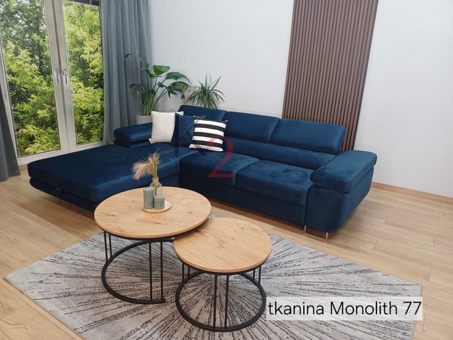 Narożnik ALEX Rogówka Kanapa Sofa Rozkładana do Salonu USB+GRATIS