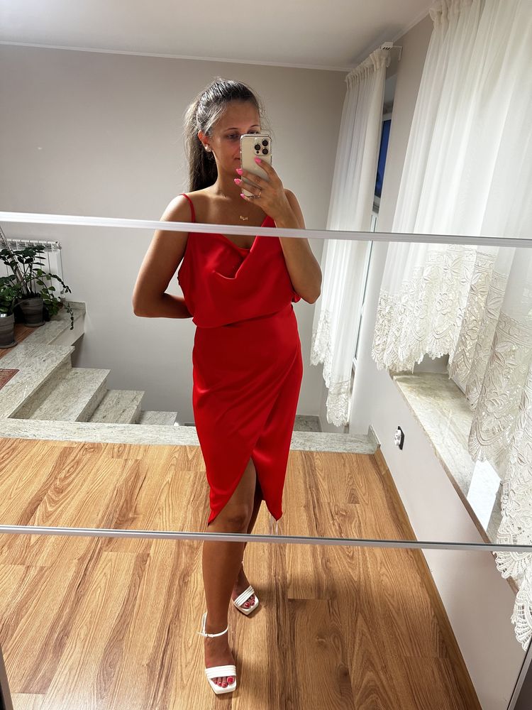 Nowa satynowa sukienka missguided rozmiar 46 wesele impreza
