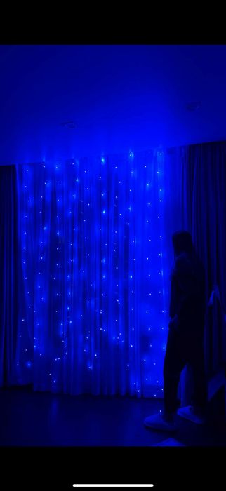 LED гірлянда–штора 3×3 USB та гачки, гірлянда роса, герлянда на вікно
