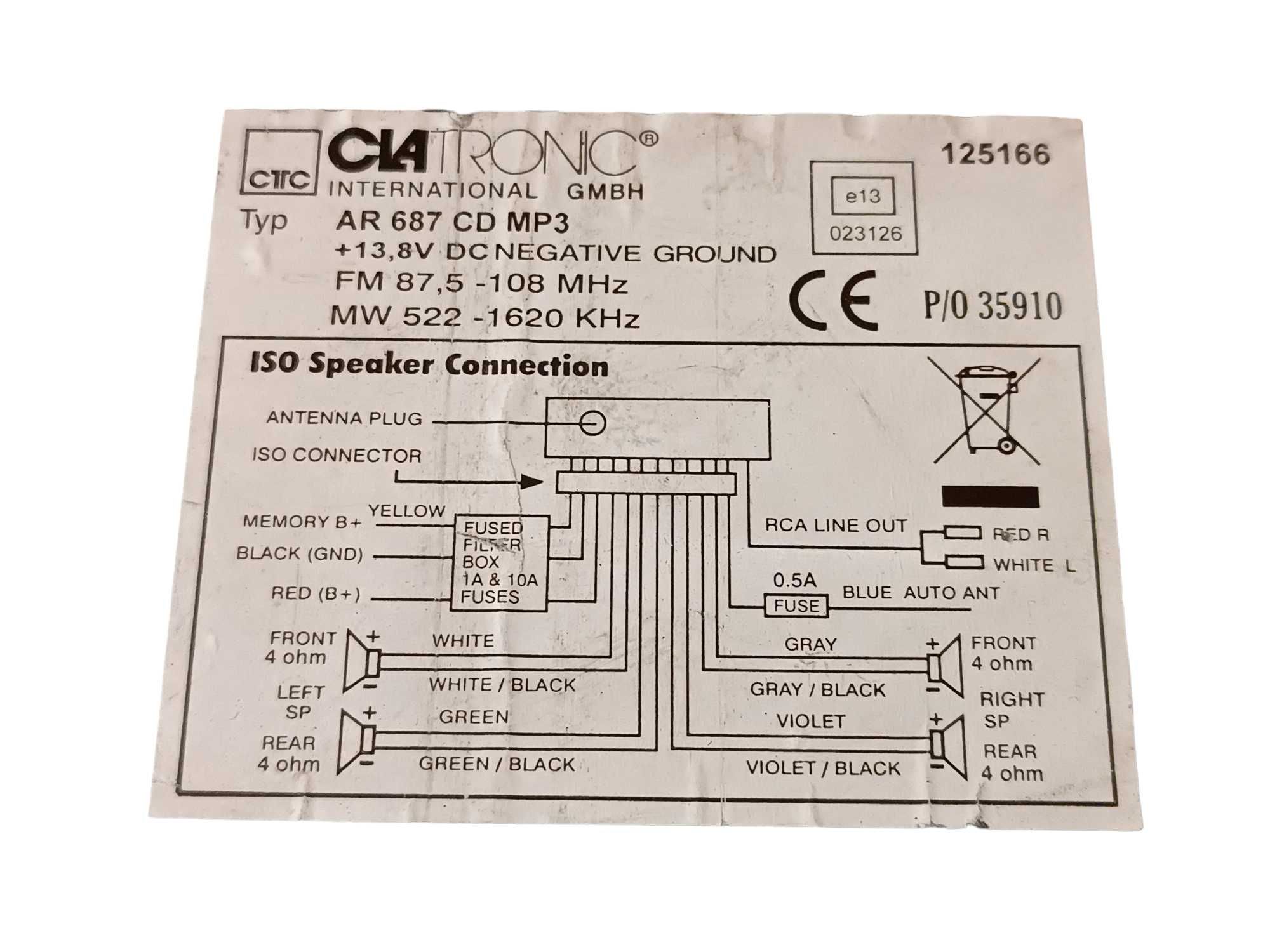 Radioodtwarzacz Radio Samochodowe 1 DIN Clatronic AR 687 CD Mp3