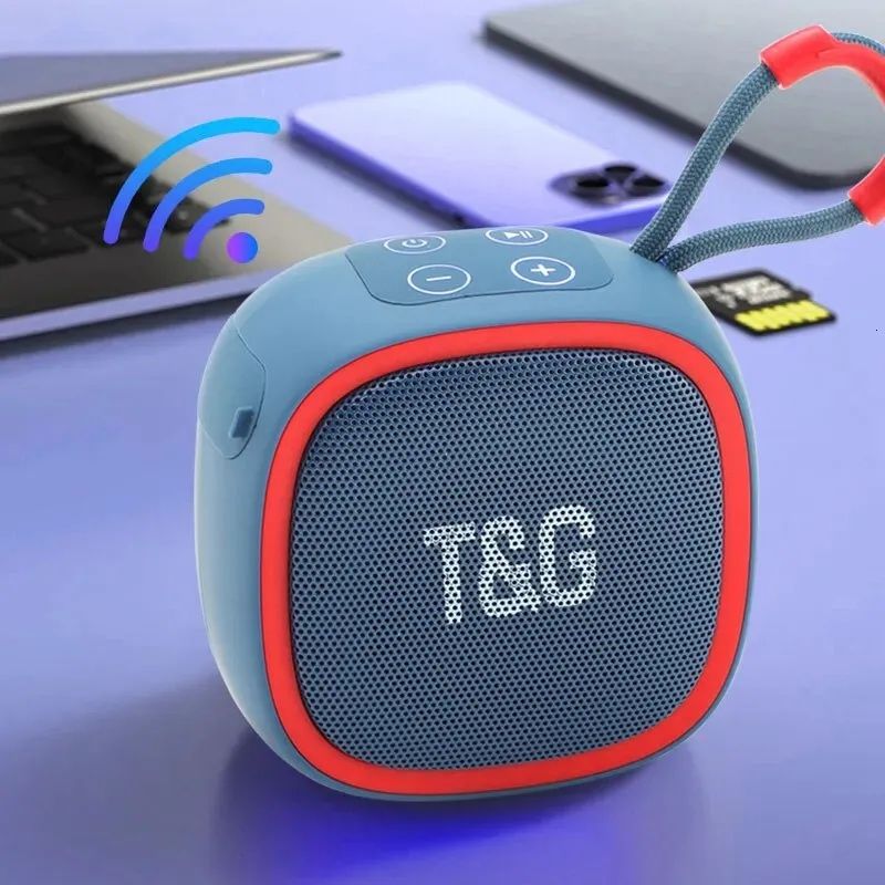 Портативна бездротова колонка TG659, Bluetooth, blue з ремінцем