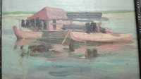 Плавучий домик на реке Иван Шульга (1889-1956гг) пейзаж с сертификатом