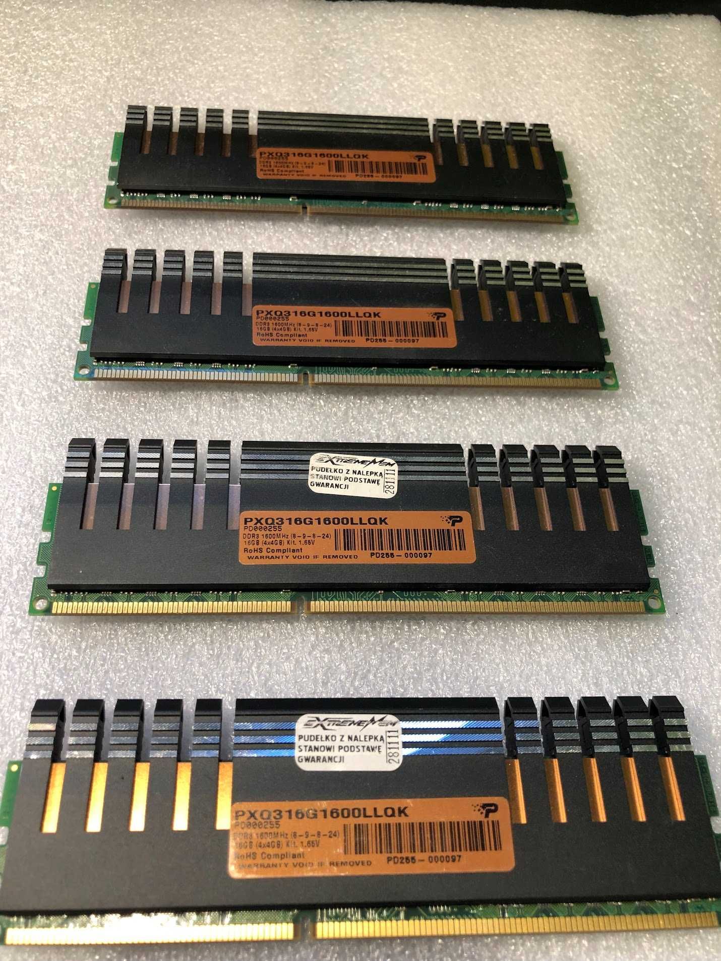 Pamięć  Xtreme 16GB DDR3 4x4GB 1600MHz CL8 LLK PXQ316G1600LLQK