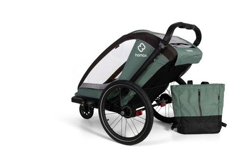 Hamax Cocoon One Green Black pojedyncza przyczepka rowerowa wozek