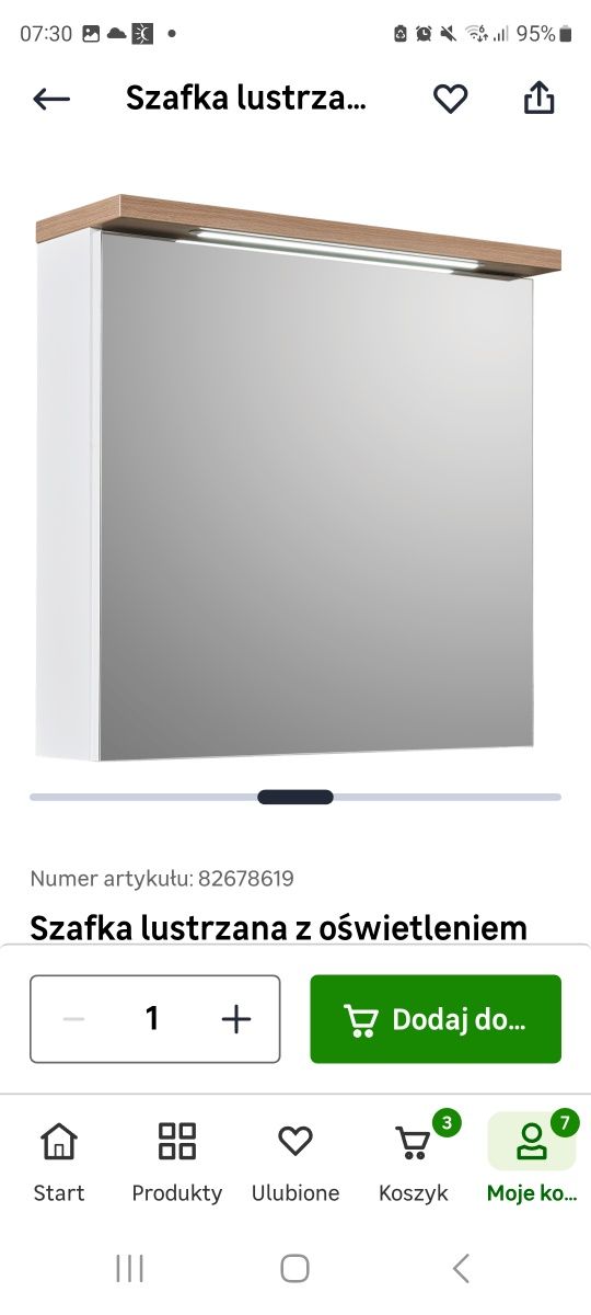 Nowa szafka z lustrem podświetlana do lazienki