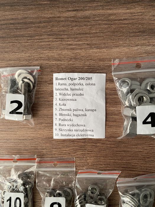 NOWY komplet śrub śruby NIERDZEWNE OGAR 200 OGAR 205 romet