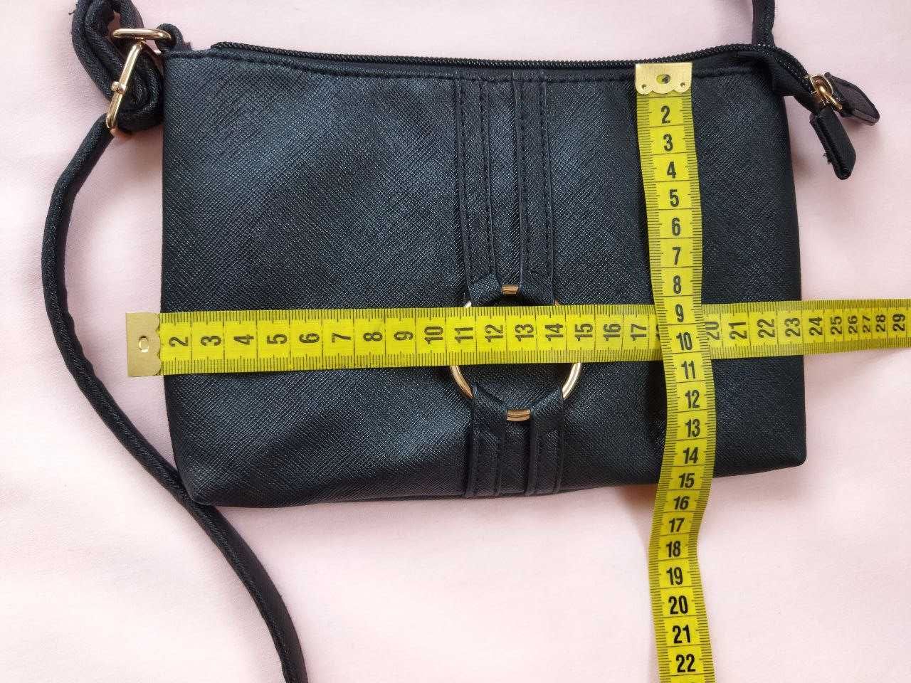 Сумка клатч чорна сумочка крос-боді на довгому ремінці