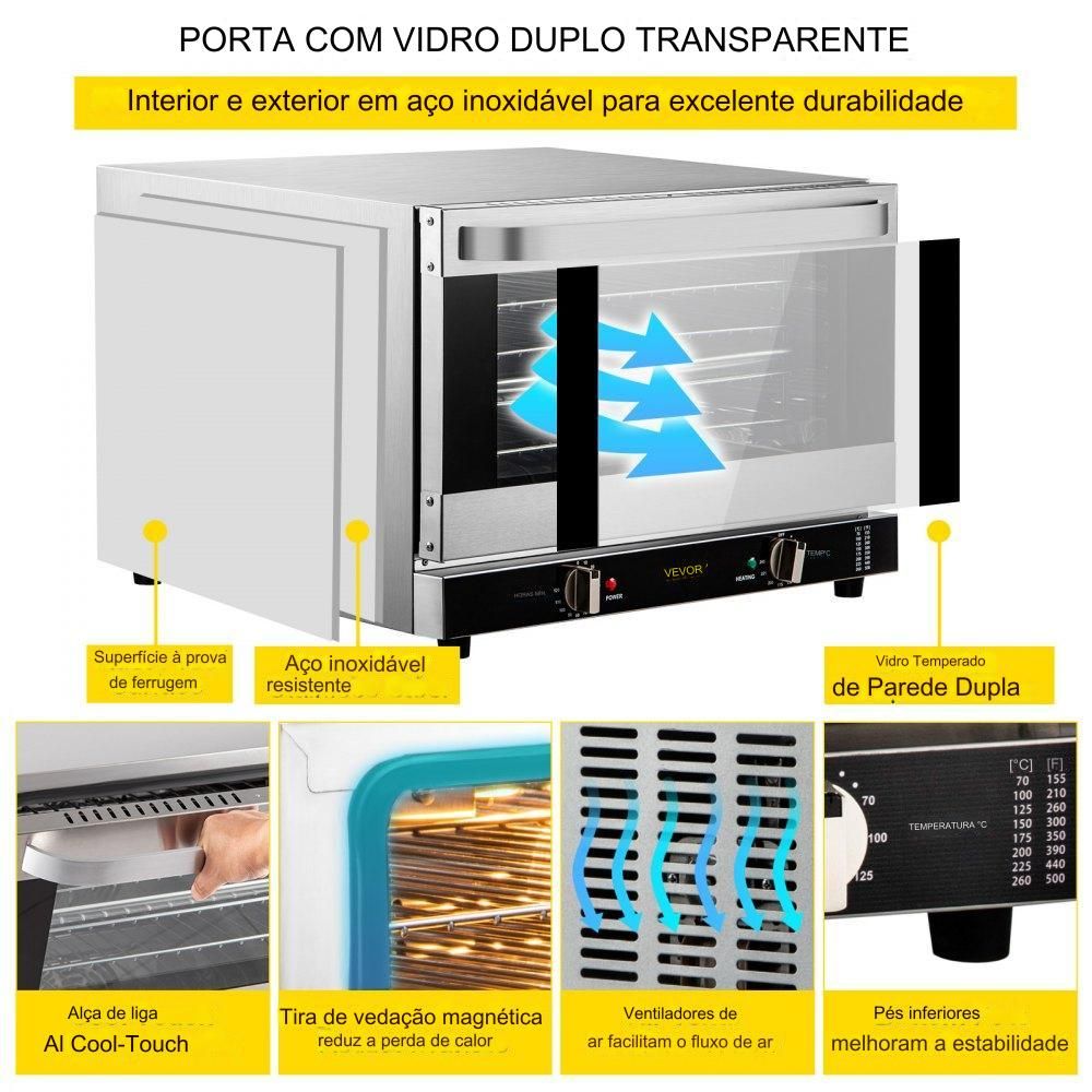 Mini Forno de Mesa  de 1800W com 66 litros