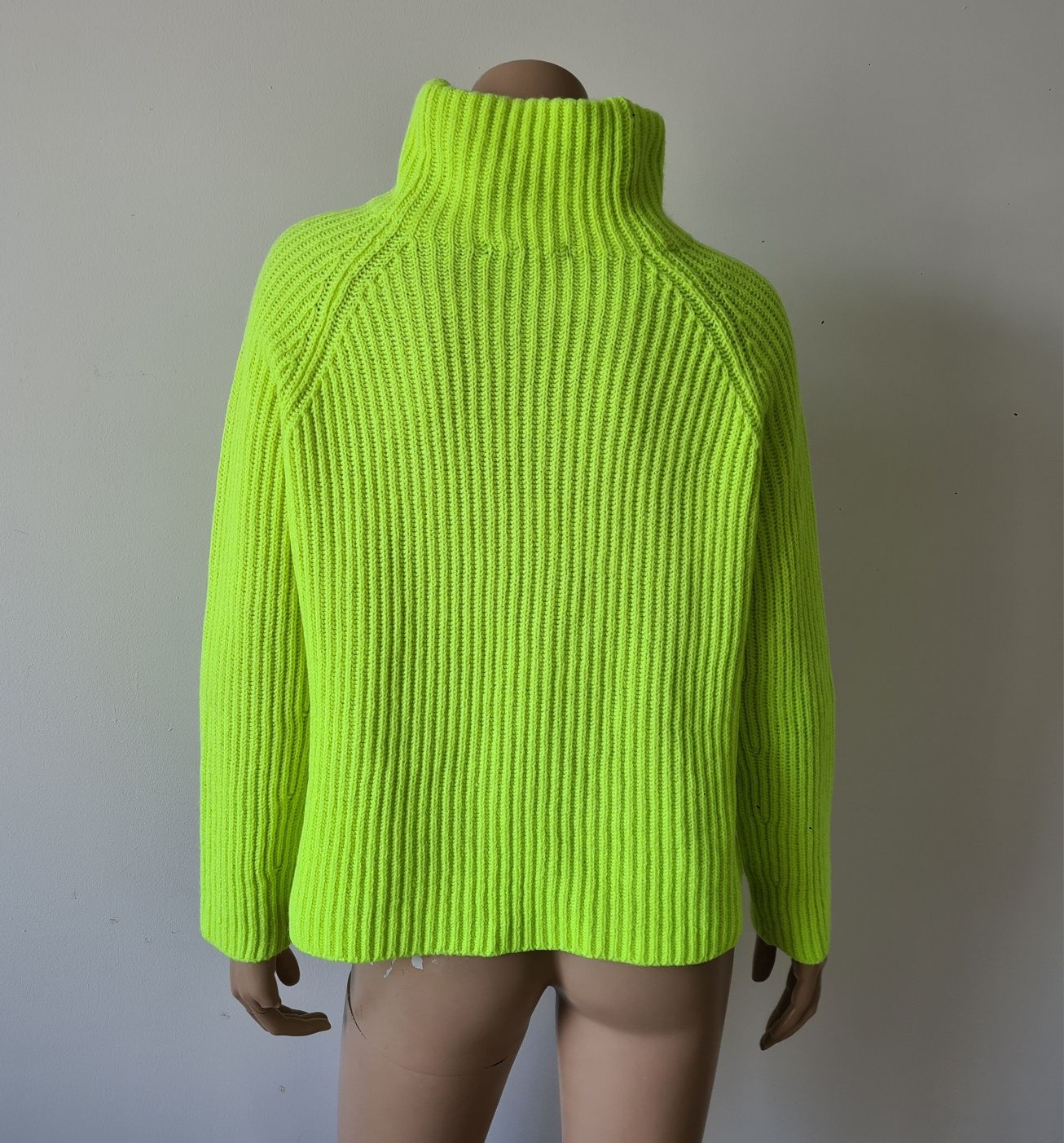 Drykorn sweter golf damski S wełna alpaka neon
